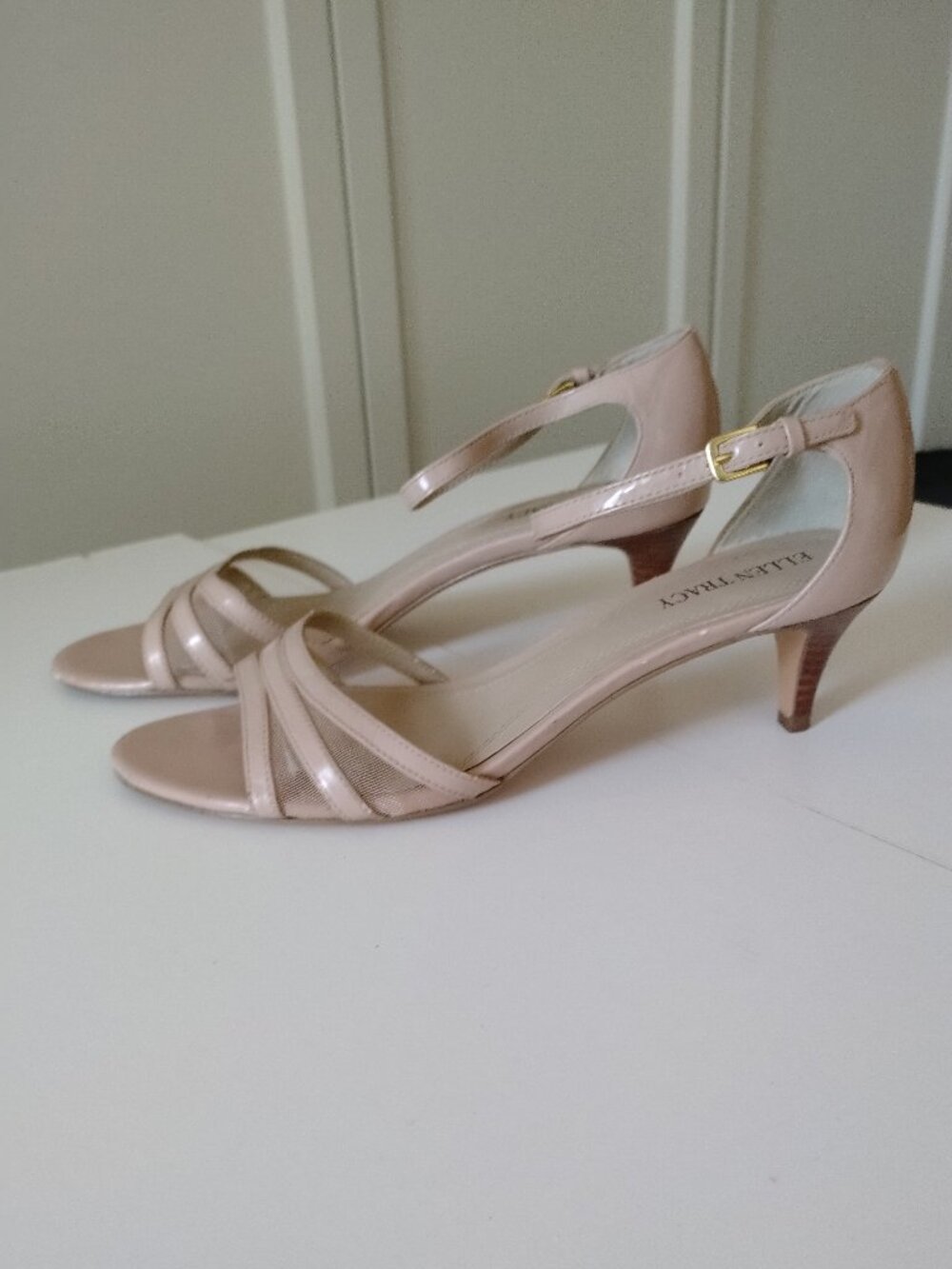 Ellen Tracy Blush Patent Kitten Heel Sandals, 8M